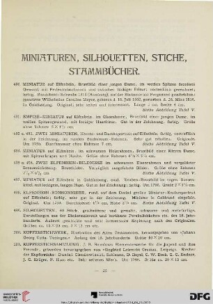 Miniaturen, Silhouetten, Stiche, Stammbücher (Nr. 490-517)
