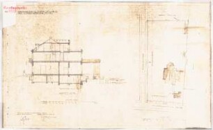 Wohnhaus Fritz Hess, Berlin-Dahlem Zum Projekt gehörend: Böhmer & Petrich, Haus Darré, Berlin-Dahlem. Umbau: Umbau: Schnitt 1:100 und Lageplan 1:300