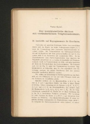 Viertes Kapitel. Der kontinuierliche Balken mit veränderlichem Trägheitsmoment.