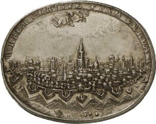 Querovale Medaille mit Ansicht der Reichsstadt Straßburg, o.J.