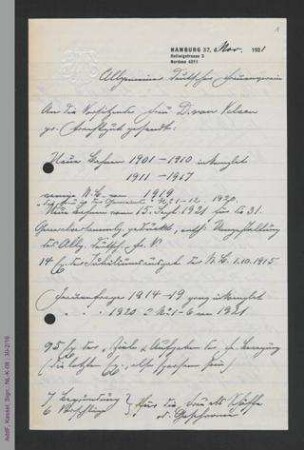Aufstellung von Antonie Traun zu Schriftgut des ADF