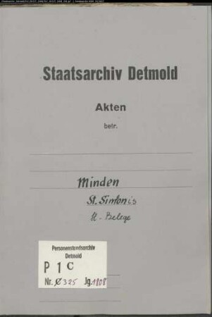 Belegakten zum Heiratsregister der evangelischen Gemeinde Minden St. Simeonis, Kreis Minden (1808)