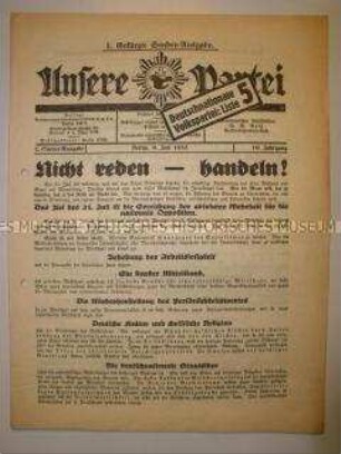Wahlzeitung der DNVP zur Reichstagswahl im Juli 1932 (gekürzte Ausgabe)