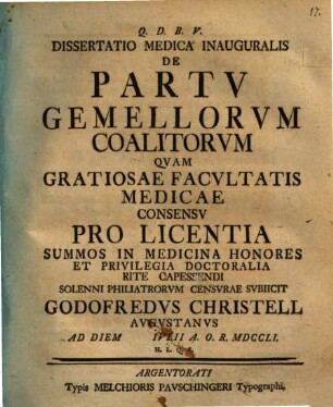 Diss. med. inaug. de partu gemellorum coalitorum