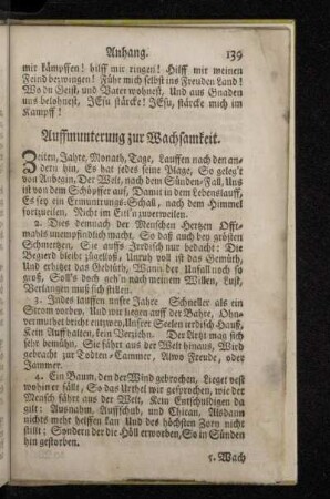 Auffmunterung zur Wachsamkeit.