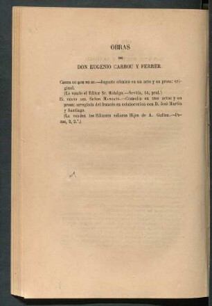 Obras de Don Eugenio Carbou y Ferrer