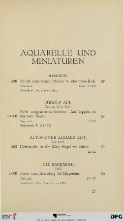 Aquarelle und Miniaturen (Nr. 87-119)