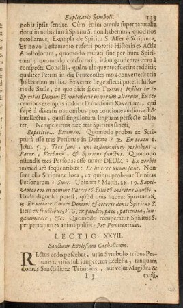 133-140, Lectio XXVII. Sanctam Ecclesiam Catholicam.