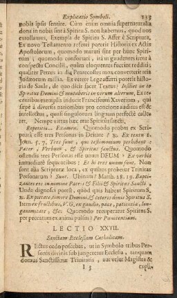 133-140, Lectio XXVII. Sanctam Ecclesiam Catholicam.