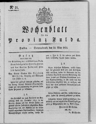 Nr. 21, Ausgabe vom 24. Mai 1834