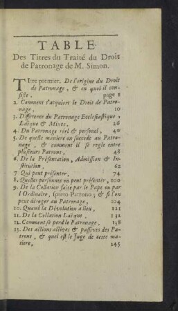 Table des titres