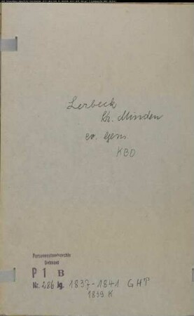 Kirchenbuchduplikat der evangelischen Gemeinde Lerbeck, Kreis Minden (GHT 1837-1841, K 1839) (Gemeinde: Evangelische Gemeinde Lerbeck)