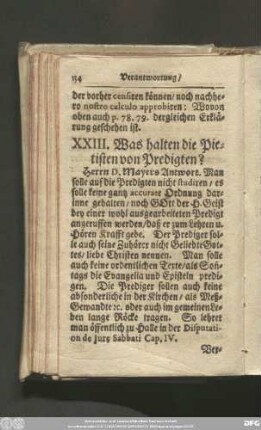 XXIII. Was halten die Pietisten von Predigten?