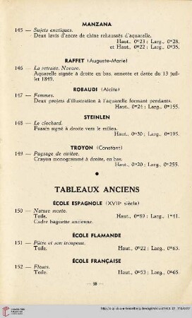 Tableaux anciens (Nr. 150-176)