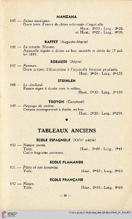 Tableaux anciens (Nr. 150-176)