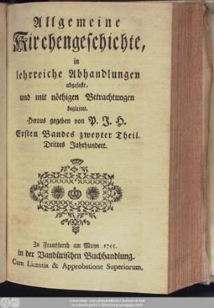 Ersten Bandes zweyter Theil: Drittes Jahrhundert