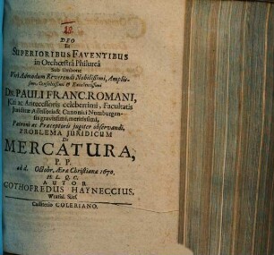 Problema juridicum de mercatura