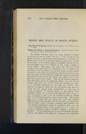 Black and White in South Africa