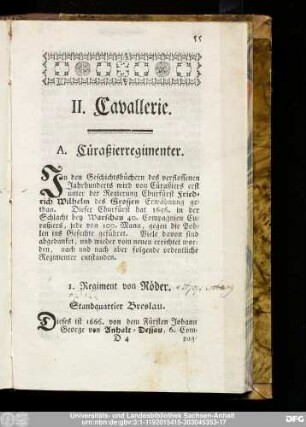 II. Cavallerie.