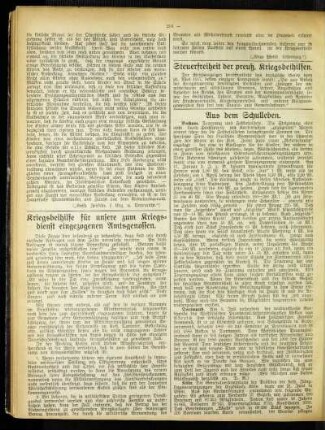 Kriegsbeihilfe für unsere zum Kriegsdienst eingezogenen Amtsgenossen