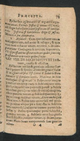 Cap. VIII. De Locis Totius Et Partium, caussae & effectus.