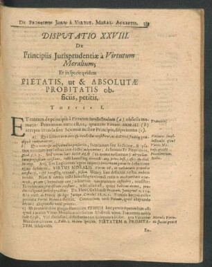 Disputatio XXVIII. De Principiis Iurisprudentiae a Virtutum Moralium ...