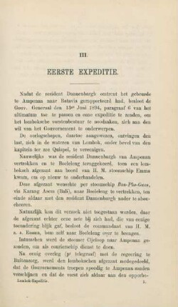 III. Eerste expeditie