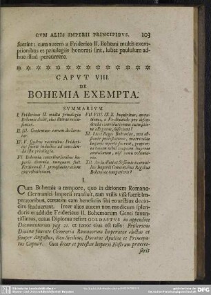 Caput VIII. De Bohemia Exempta
