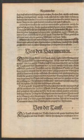 Von den Sacramenten.