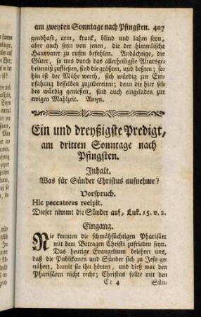 407-415, Inhalt; Vorspruch; Eingang; Einleitung; Erster Theil
