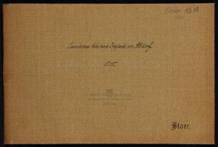 Vorderdeckel, mit handgeschriebenem Einbandtitel und Besitzvermerk: Stiftung der Familie Stoer und Stier (Nürnberg) / Stempel