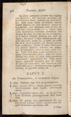 316-325, Caput V. De Promulgatione, et acceptatione Legum. - Caput VI. De iis, quibus Potestas ferendi leges competit.