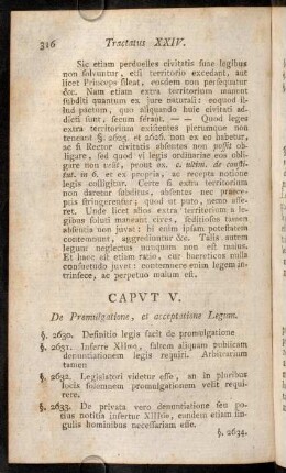 316-325, Caput V. De Promulgatione, et acceptatione Legum. - Caput VI. De iis, quibus Potestas ferendi leges competit.