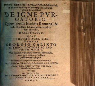 J. Gesenii de igne purgatorio ... : diss.
