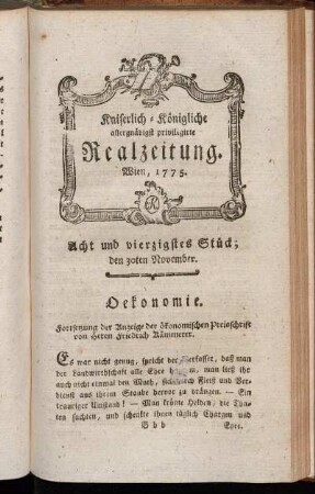Acht und vierzigstes Stück; den 30ten November. Wien, 1775.