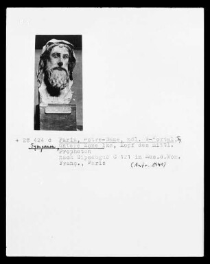 Paris, Notre Dame, nördliches Westportal, Tympanon untere Zone links, Kopf des mittleren Propheten