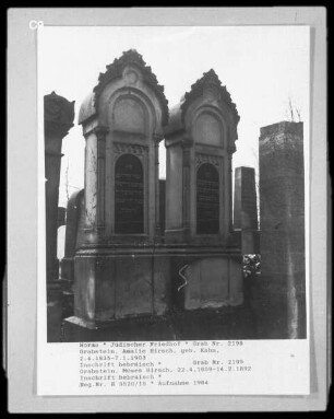 Grabstein von Amalie Hirsch (geborene Kahn) (gestorben 1903.01.07) und Moses Hirsch (gestorben 1892.02.14)