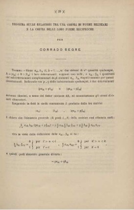 Teorema sulle relazioni tra una coppia di forme bilineari e la coppia delle loro forme reciproche.
