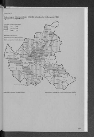 Schaubild 10 Veränderung der Stimmenanteile der GRÜNEN in Hamburg bei der Europawahl 1984 gegenüber der Europawahl 1979