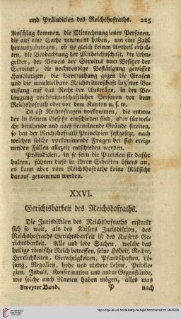 XXVI. Gerichtsbarkeit des Reichshofraths