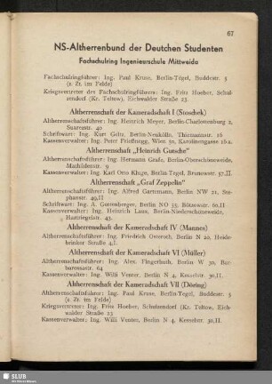 NS-Altherrenbund der Deutschen Studenten, Fachschulring Ingenieurschule Mittweida