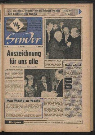 Betriebszeitung 'WF-Sender', Nr.26/1963 (4. Juli 1963)