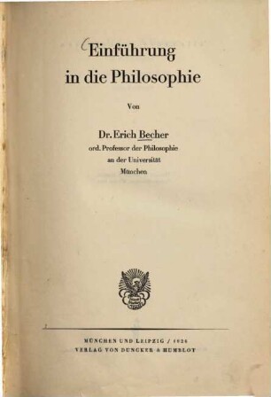 Einführung in die Philosophie