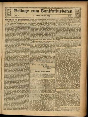 Zweite Ausgabe vom Sonntag, den 22. März 1925.