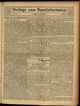 Zweite Ausgabe vom Sonntag, den 22. März 1925.