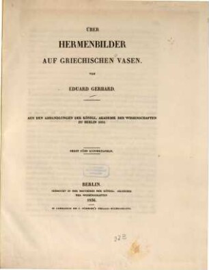 Über Hermenbilder auf Griechischen Vasen : Nebst 5 Kupfertaf