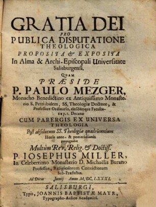 Gratia Dei : pro publica disputatione theologica proposita