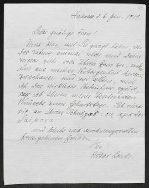 Brief von Oskar Loerke an Margarete Hauptmann