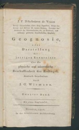 Geognosie, ... 2. Bd