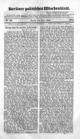 No 25, 21. Juni 1834